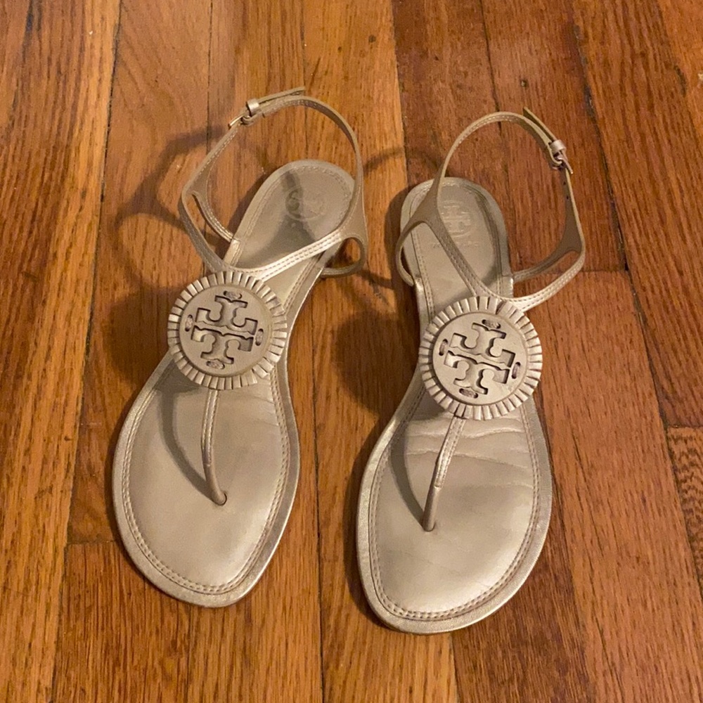 Tory Burch gold strappy sandals